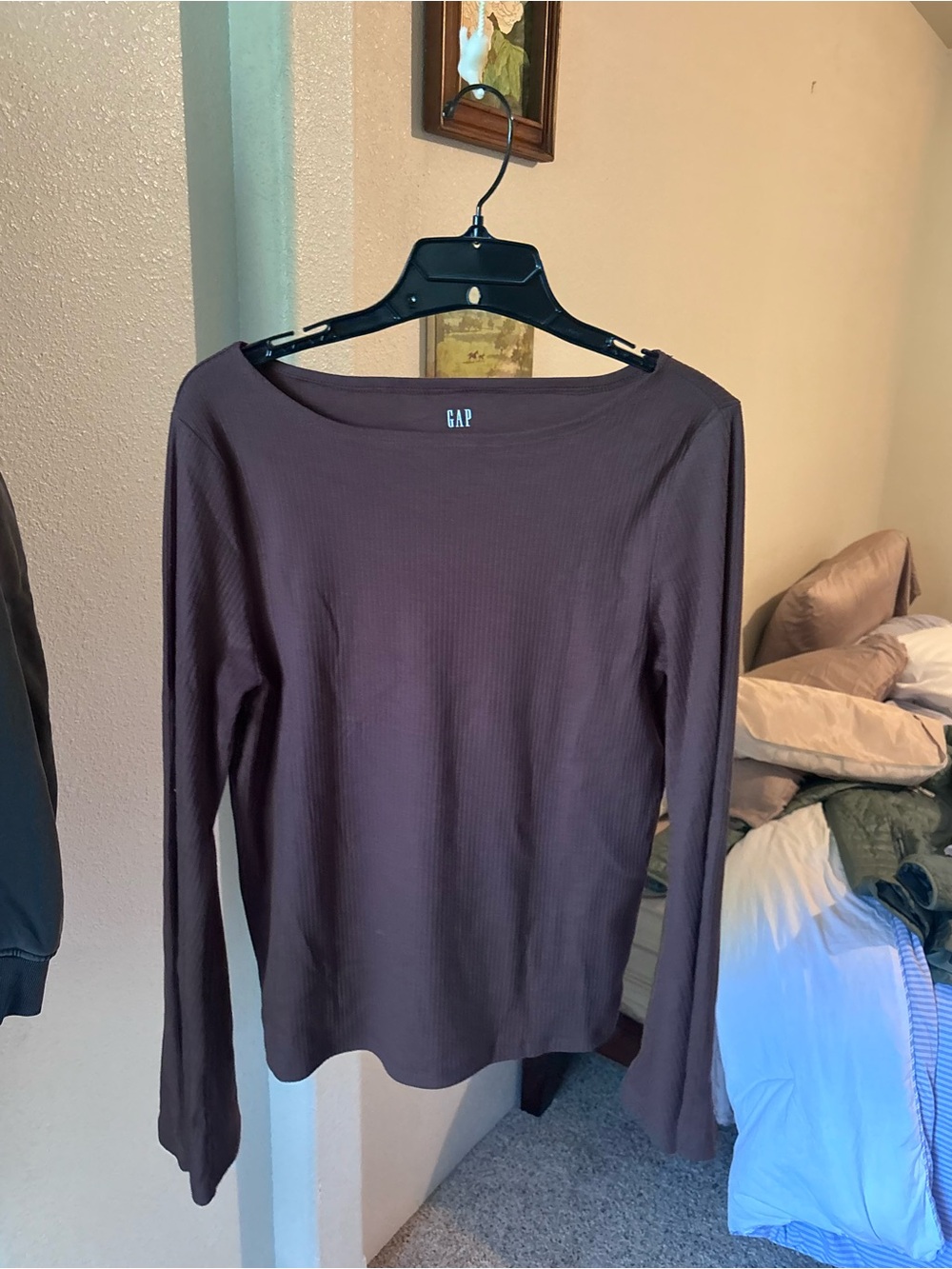 GAP Women's Long Sleeve Ribbed Top - Brown